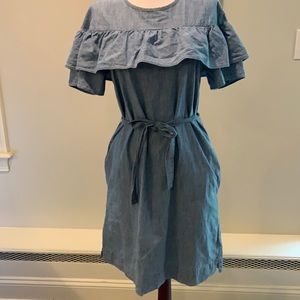 Jcrew Ruffle sleeve chambray dress